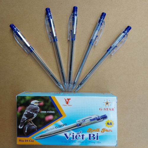 Bút bi bấm  4A  - xanh, đỏ  (vỏ trong)  - Ấn Độ