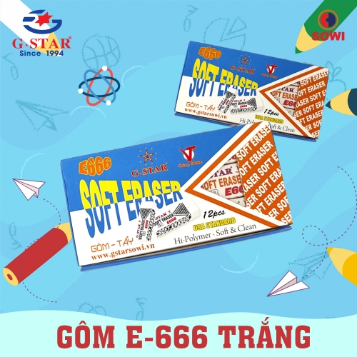 Gôm E-666 Trắng hiệu g-star